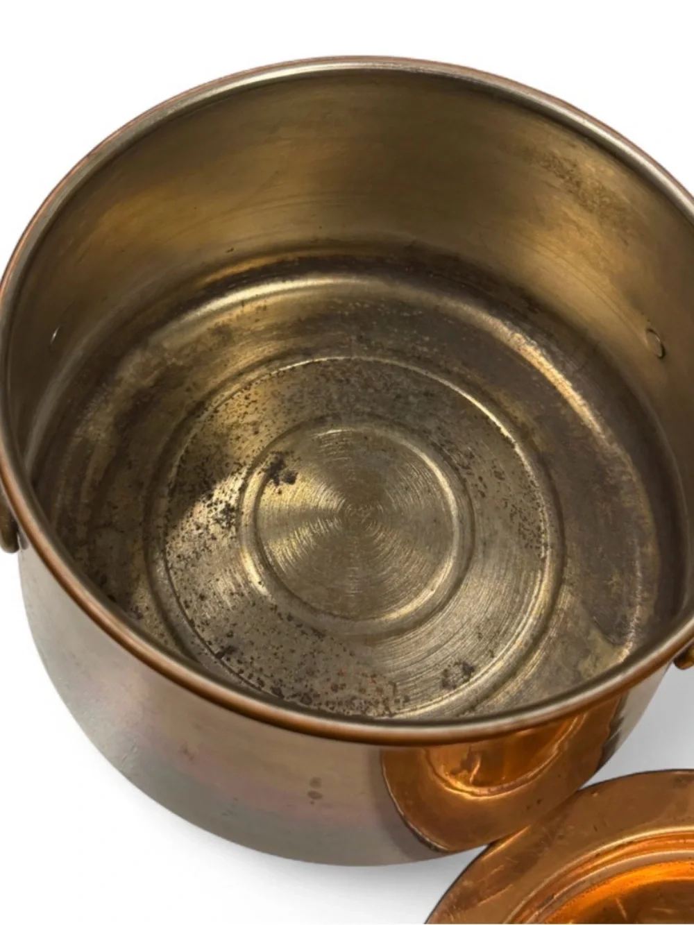 Copper Double Saucepan Set with Lid - Brown Copper Finish